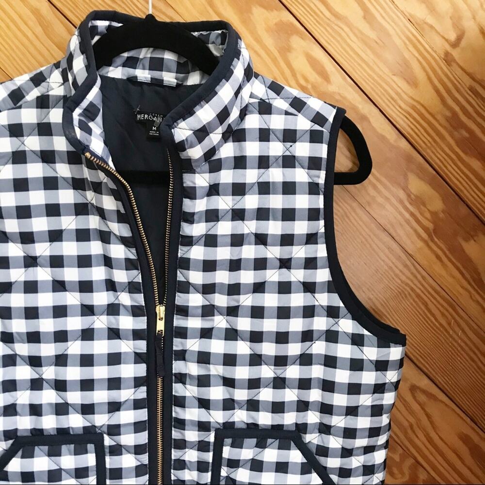 J. Crew Gingham Check Puffer Vest - Picture 2 of 8